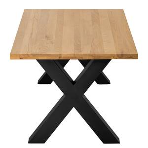 Table Woodha X Hêtre massif / Acier - Hêtre - Largeur : 140 cm - Sans rallonge - Noir