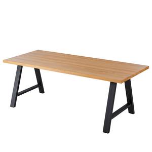 Eettafel Woodha A massief beukenhout/staal - Beuk - Breedte: 200 cm - Zonder functie - Zwart