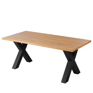 Eettafel Woodha X massief beukenhout/staal - Beuk - Breedte: 180 cm - Zonder functie - Zwart