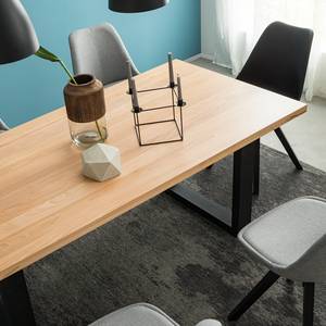 Table Woodha U Hêtre massif / Acier - Hêtre - Largeur : 200 cm - Sans rallonge - Noir