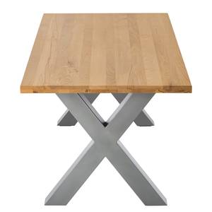 Table Woodha X Hêtre massif / Acier - Hêtre - Largeur : 180 cm - Sans rallonge - Argenté