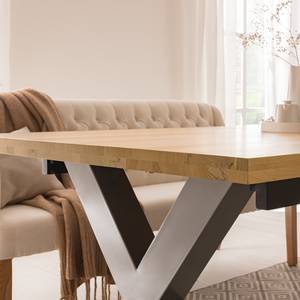 Eettafel Woodha X massief beukenhout/staal - Beuk - Breedte: 180 cm - Zonder functie - Zilver