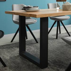 Table Woodha U Hêtre massif / Acier - Hêtre - Largeur : 140 cm - Sans rallonge - Noir