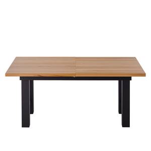 Table Woodha H Hêtre massif / Acier - Hêtre - Largeur : 180 cm - Avec rallonge centrale et plateaux insérés - Noir