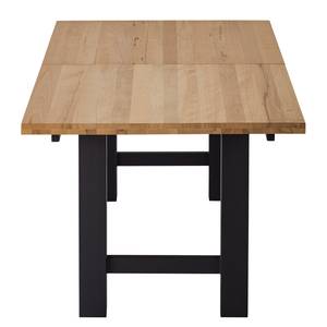 Table Woodha H Hêtre massif / Acier - Hêtre - Largeur : 180 cm - Avec rallonge centrale et plateaux insérés - Noir