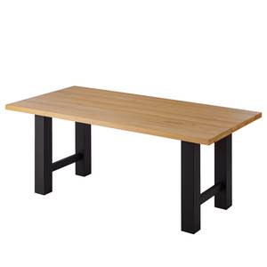 Table Woodha H Hêtre massif / Acier - Hêtre - Largeur : 180 cm - Sans rallonge - Noir