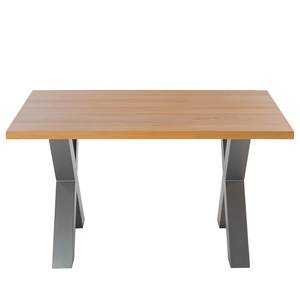 Table Woodha X Hêtre massif / Acier - Hêtre - Largeur : 140 cm - Sans rallonge - Argenté