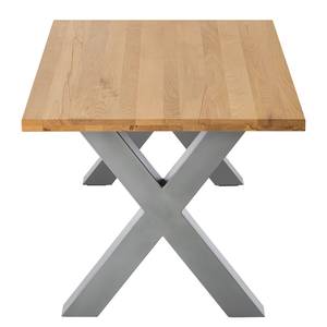 Eettafel Woodha X massief beukenhout/staal - Beuk - Breedte: 140 cm - Zonder functie - Zilver