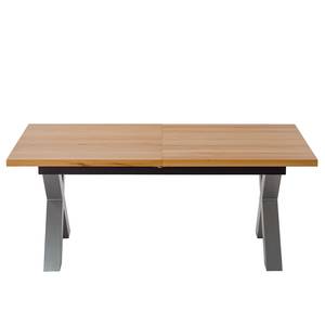 Eettafel Woodha X massief beukenhout/staal - Beuk - Breedte: 180 cm - Met uitschuifbaar middengedeelte en inlegplaten - Zilver