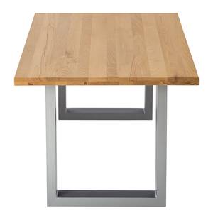 Table Woodha U Hêtre massif / Acier - Hêtre - Largeur : 140 cm - Sans rallonge - Argenté