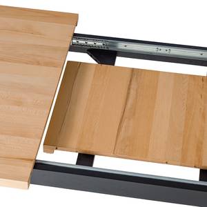 Esstisch Woodha H Buche massiv / Stahl - Buche - Breite: 200 cm - Mit Mittelauszug & Einlegeplatte(n) - Schwarz