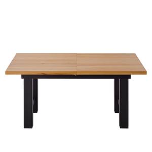 Table Woodha H Hêtre massif / Acier - Hêtre - Largeur : 160 cm - Avec rallonge centrale et plateaux insérés - Noir