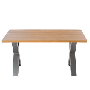 Table Woodha X Hêtre massif / Acier - Hêtre - Largeur : 160 cm - Sans rallonge - Argenté