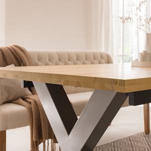 Table Woodha X Hêtre massif / Acier - Hêtre - Largeur : 160 cm - Sans rallonge - Argenté