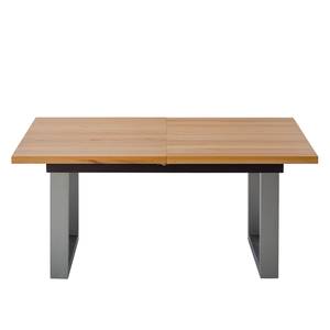 Eettafel Woodha U massief beukenhout/staal - Beuk - Breedte: 160 cm - Met uitschuifbaar middengedeelte en inlegplaten - Zilver