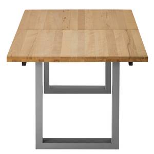 Table Woodha U Hêtre massif / Acier - Hêtre - Largeur : 160 cm - Avec rallonge centrale et plateaux insérés - Argenté