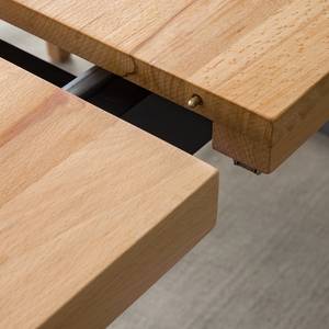 Table Woodha U Hêtre massif / Acier - Hêtre - Largeur : 160 cm - Avec rallonge centrale et plateaux insérés - Argenté