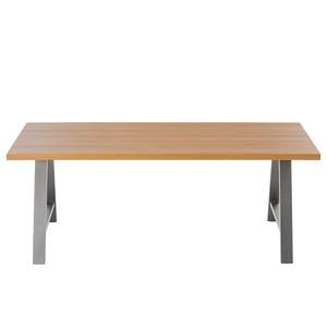 Table Woodha A Hêtre massif / Acier - Hêtre - Largeur : 200 cm - Sans rallonge - Argenté