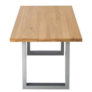 Table Woodha U Hêtre massif / Acier - Hêtre - Largeur : 200 cm - Sans rallonge - Argenté