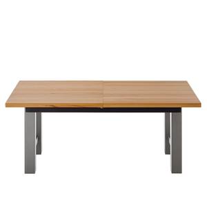 Eettafel Woodha H massief beukenhout/staal - Beuk - Breedte: 180 cm - Met uitschuifbaar middengedeelte en inlegplaten - Zilver