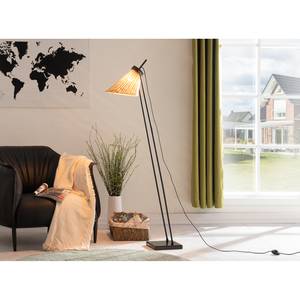 Staande lamp Vell I staal/rotan - zwart/bruin