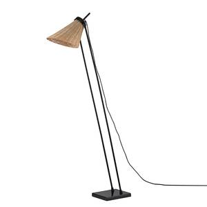 Staande lamp Vell I staal/rotan - zwart/bruin