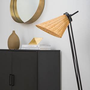 Staande lamp Vell I staal/rotan - zwart/bruin