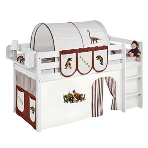 Spielbett JELLE Dinos Braun Beige Kiefer massiv - Dinos-Braun-Beige - Mit Leiter