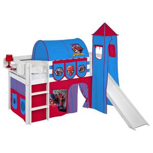 Lit ludique JELLE Spiderman Pin massif - Spiderman rouge-bleu - Avec toboggan et tour