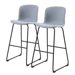 Chaises de bar Vinitsa (Lot de 2) Tissu / Métal - Gris clair / Noir