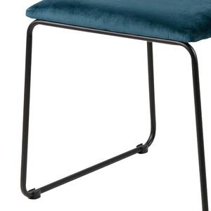 Eetkamerstoelen Paulista (set van 2) Fluweel/metaal - Petrolblauw