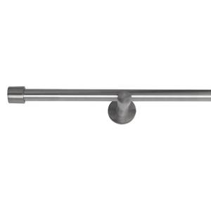 Gardinenstange auf Maß Bondi (1-läufig) Eisen / Aluminium - Edelstahl-Optik - Breite: 210 cm