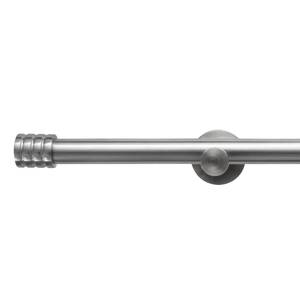 Gardinenstange auf Maß Lorick (1-läufig) Eisen / Aluminium - Edelstahl-Optik - Breite: 80 cm