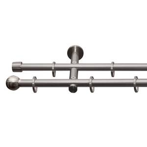 Gardinenstange auf Maß Huli (2-läufig) Eisen / Aluminium - Edelstahl-Optik - Breite: 180 cm