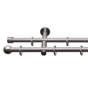 Gardinenstange auf Maß Huli (2-läufig) Eisen / Aluminium - Edelstahl-Optik - Breite: 210 cm