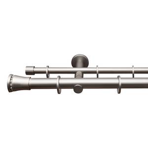 Gardinenstange auf Maß Monte (2-läufig) Eisen / Aluminium - Chrom-Matt - Breite: 280 cm