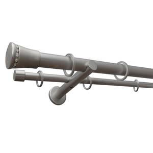 Gardinenstange auf Maß Monte (2-läufig) Eisen / Aluminium - Chrom-Matt - Breite: 280 cm