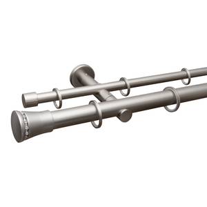 Gardinenstange auf Maß Monte (2-läufig) Eisen / Aluminium - Chrom-Matt - Breite: 390 cm