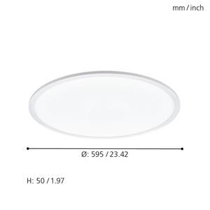 LED-plafondlamp Sarsina polycarbonaat / aluminium - 1 lichtbron - Diameter: 60 cm