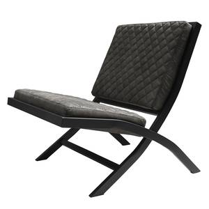 Fauteuil Bourke I antieke leerlook - Antraciet