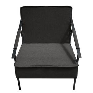 Fauteuil Canoas II fluweel - Geweven stof Idis: Antracietkleurig