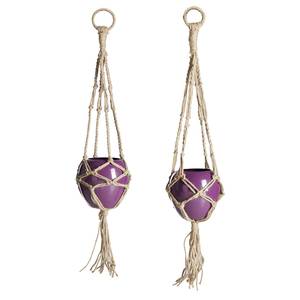 Hangpot Theban (set van 2) Paars - Metaal - Natuurvezel - 15 x 90 x 15 cm