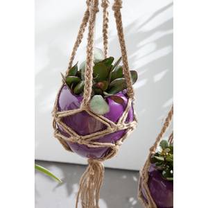 Hängeblumentopf Theban (2er-Set) Violett - Metall - Naturfaser - 15 x 90 x 15 cm