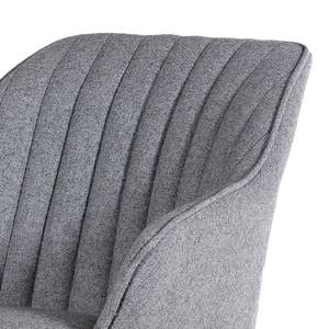 Chaise de bar Ermelo rotatif - Tissu / Chêne massif - Gris