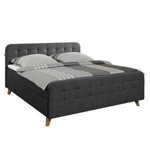 Boxspringbett Nordic Webstoff - Stoff TBO: 9 anthrazite - 200 x 200cm - H3