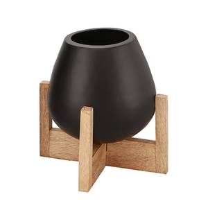 Bloembakken Springwood (2-delig) Zwart - Metaal - Hout - 37 x 34 x 37 cm