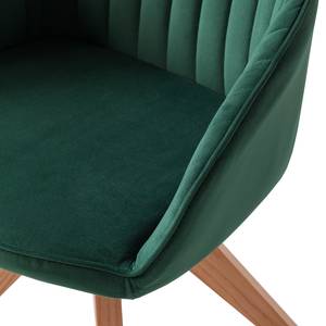 Chaise à accoudoirs Ermelo V rotatif - Velours / Chêne massif - Vert