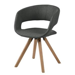 Chaise à accoudoirs Buggio Tissu / Hévéa massif - Tissu Cors: Gris foncé - 1 chaise