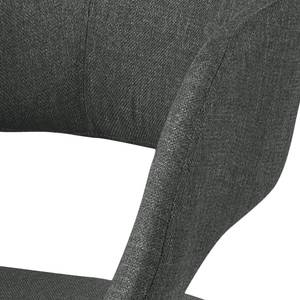 Chaise à accoudoirs Buggio Tissu / Hévéa massif - Tissu Cors: Gris foncé - 1 chaise