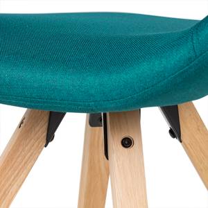 Sedia con braccioli Buggio Tessuto/Albero della gomma massello - Tessuto Cors: color petrolio - 1 sedia